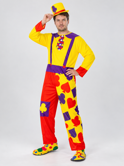 Clown Costume with Bright Pants and Yellow Hat