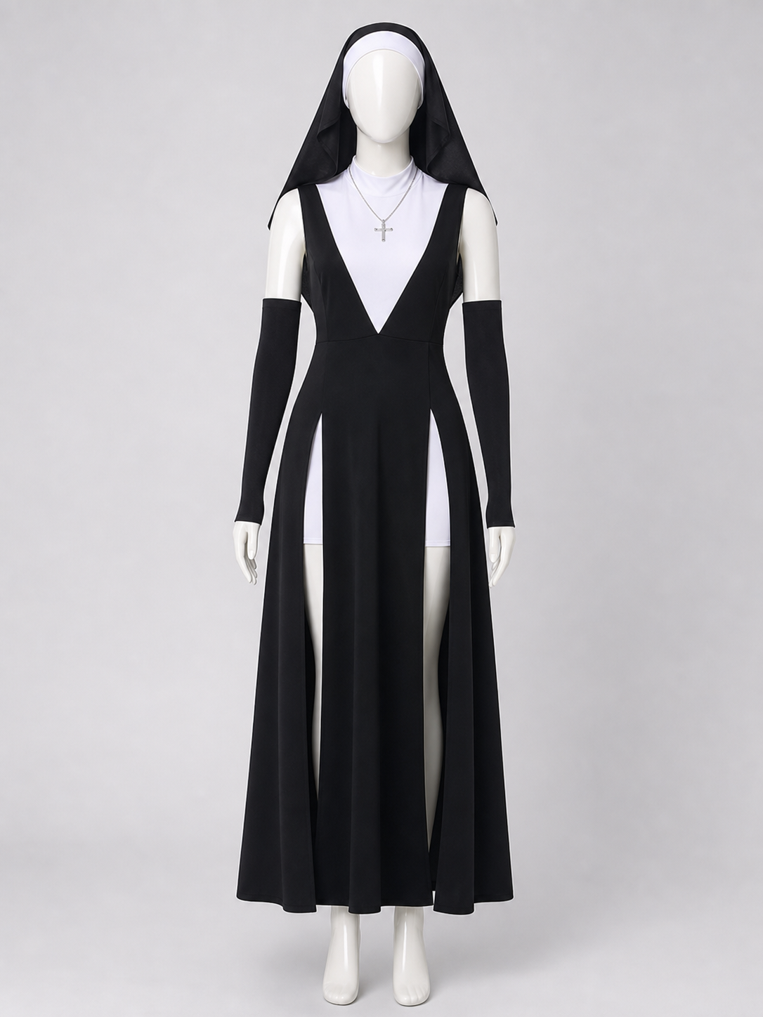Gothic Long Dress Costume with a High Slit