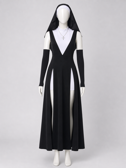 Gothic Long Dress Costume with a High Slit