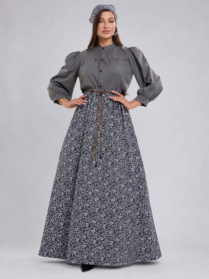 Retro-Style Dress with Stand Collar and Buttons