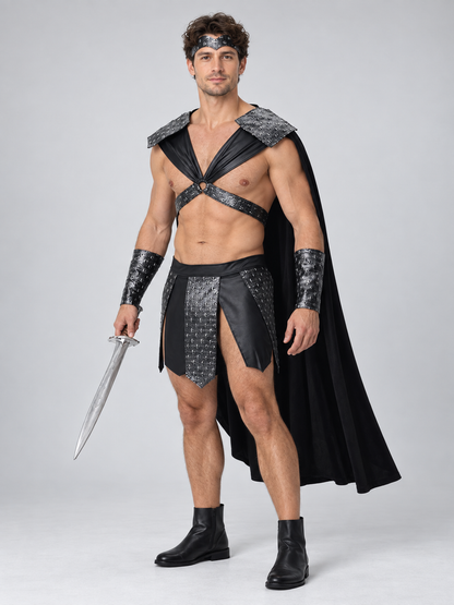 Spartan Warrior Costume with Cape and Bracers