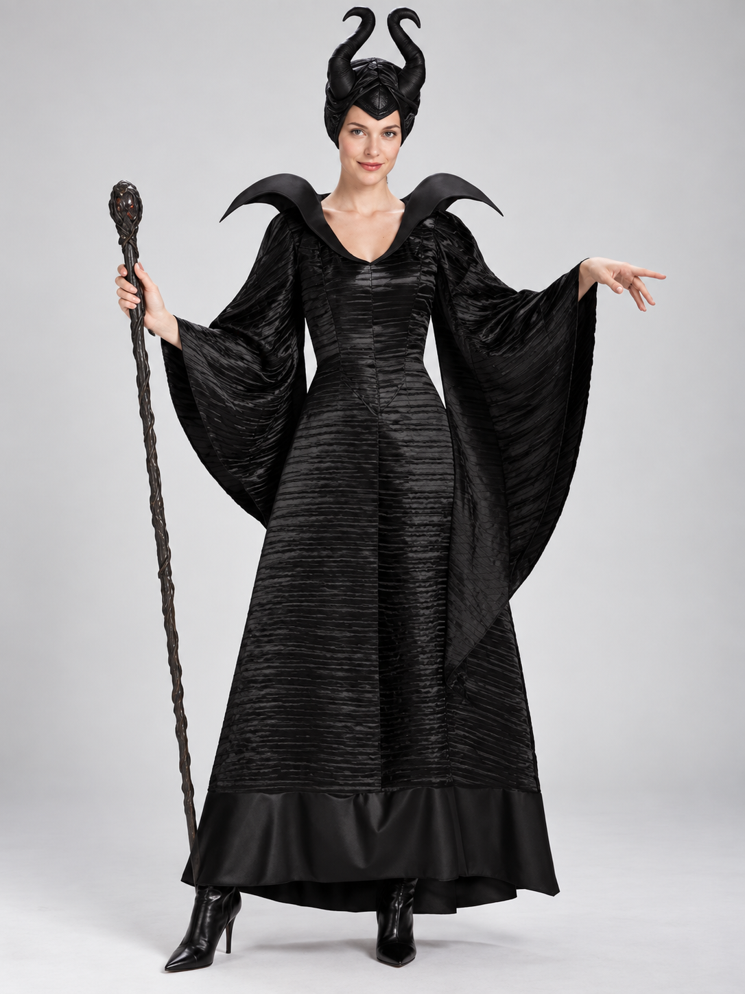 Witch Halloween Costume with Horned Headpiece