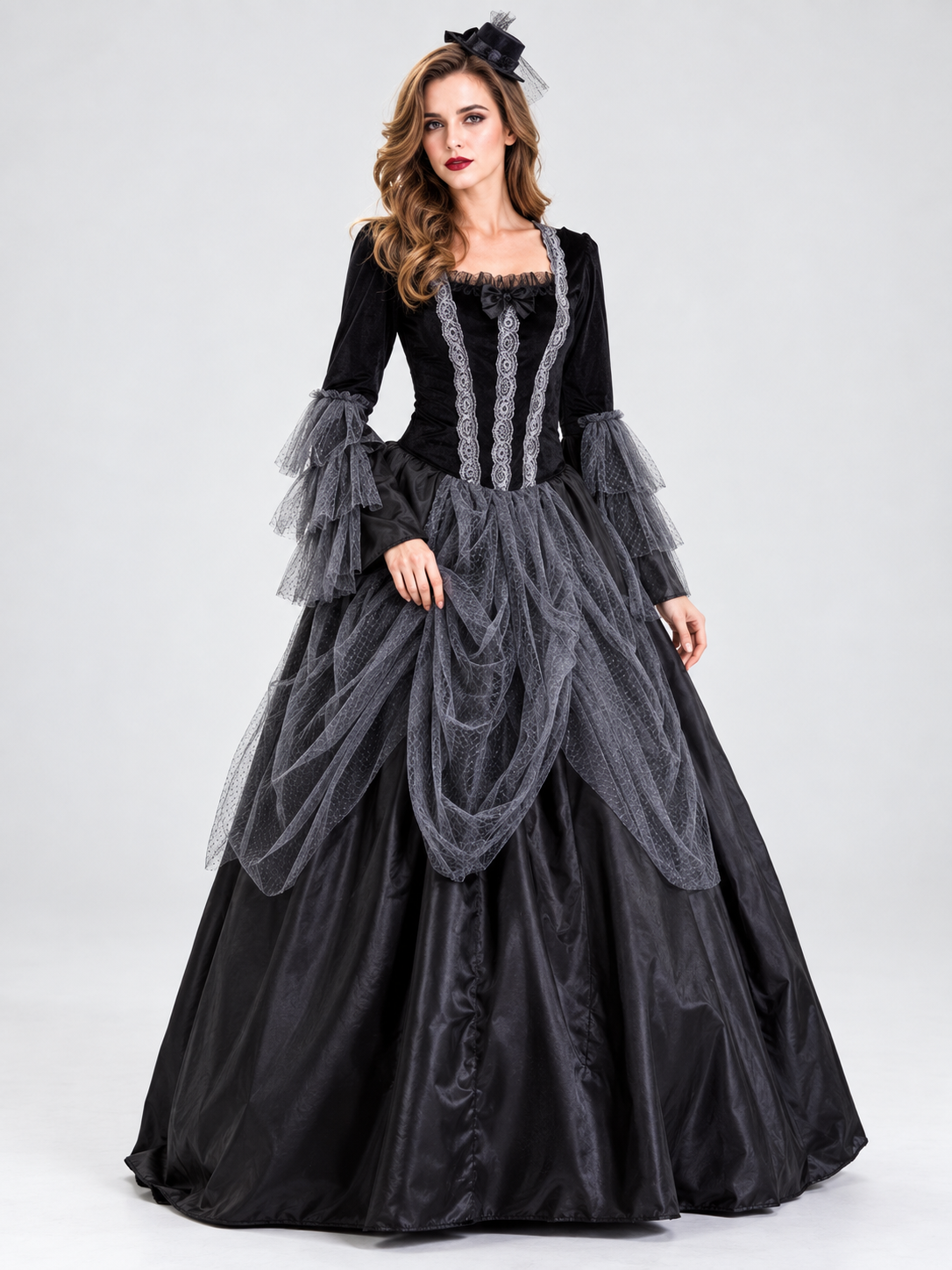 Black and Gray Vampire Costume with Hat