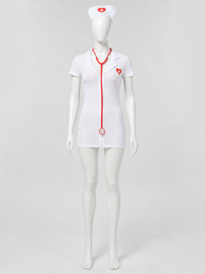 Healthcare Worker Costume for Cosplay, White with Red Cross