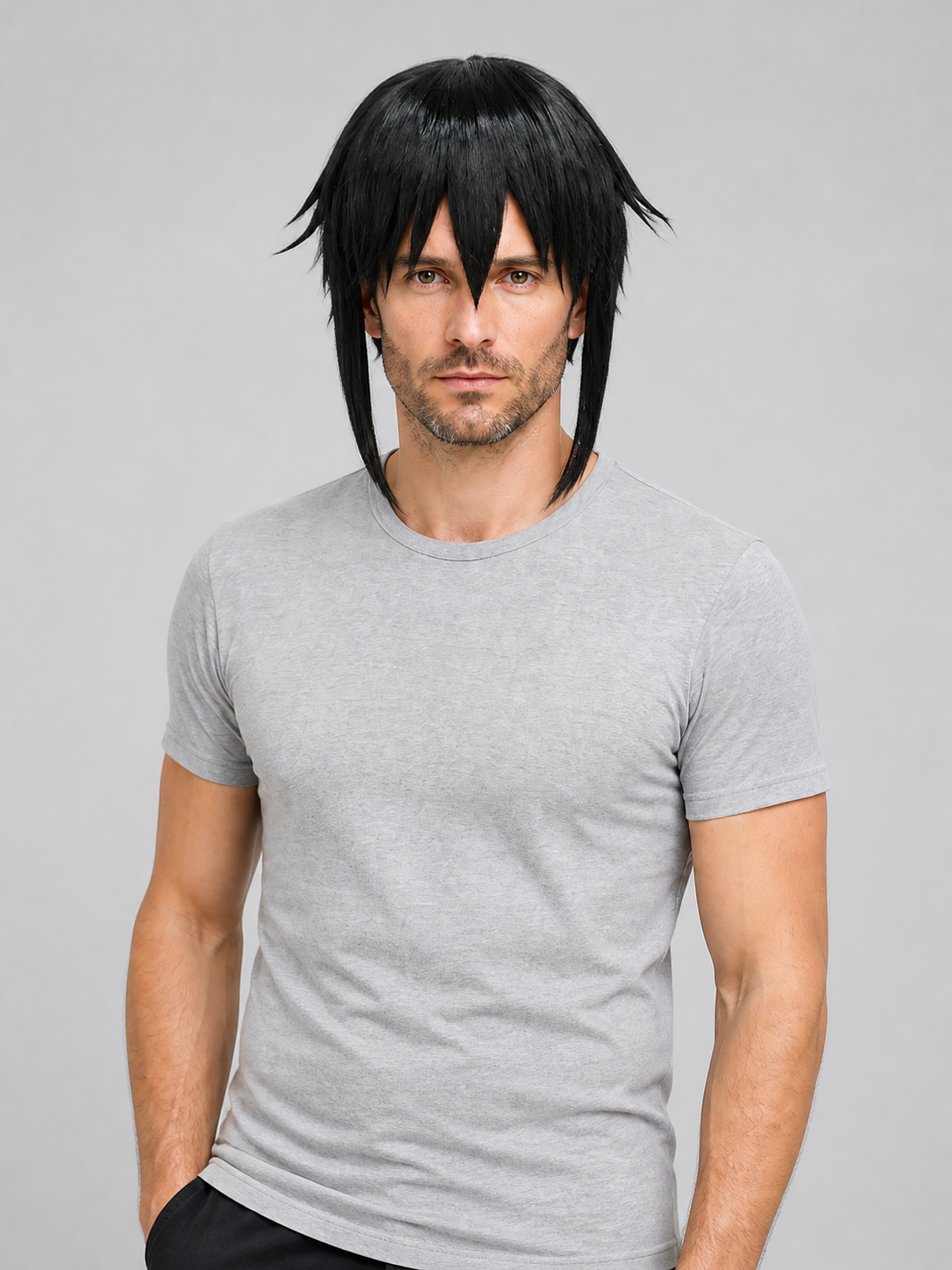 Short Black or Light Gold Carnival Wig Costume Wigs detail