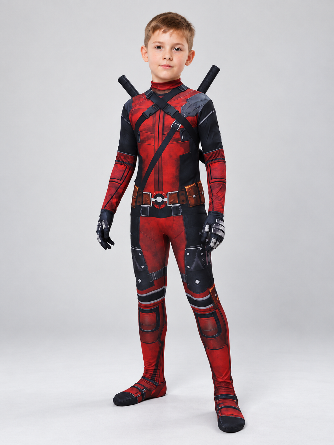 Red and Black Superhero Cosplay Costume with Mask