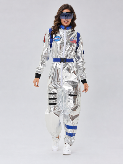Space suit jumpsuit with patches and pockets