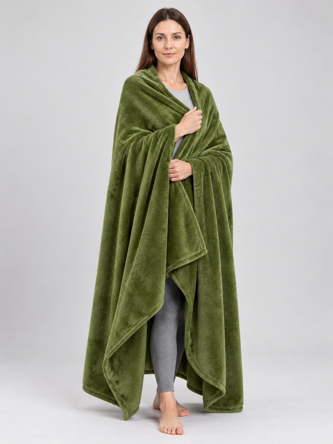 Two-Sided Fleece Blanket in Army Green