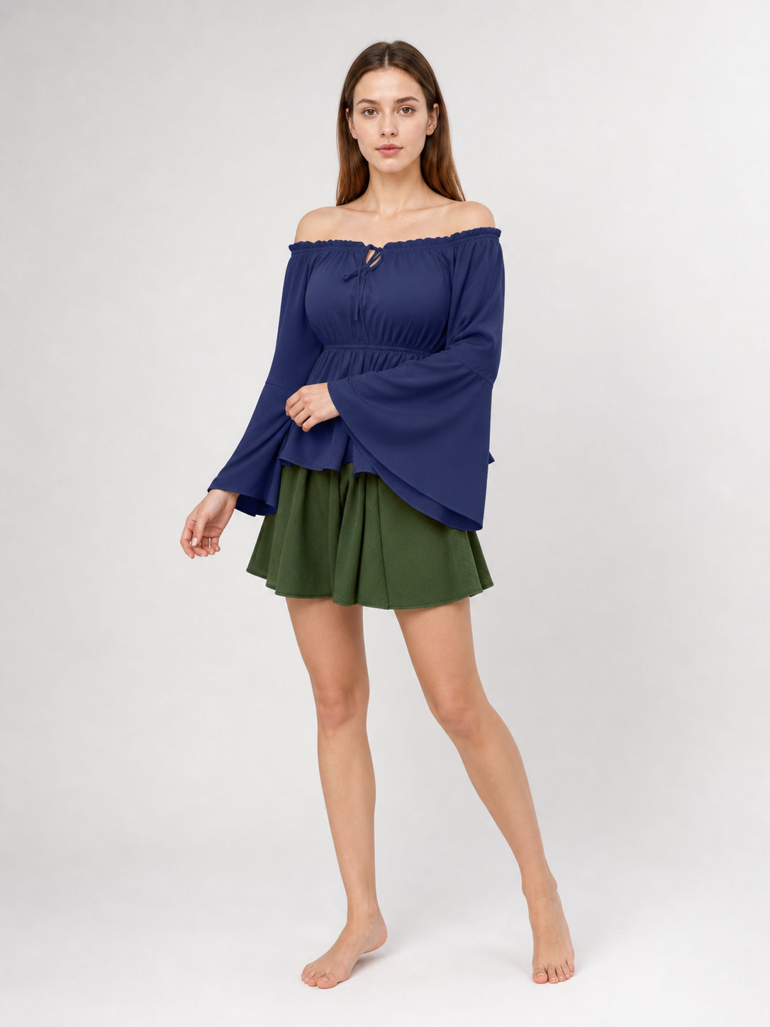 Off-the-Shoulder Long-Sleeve Blouse