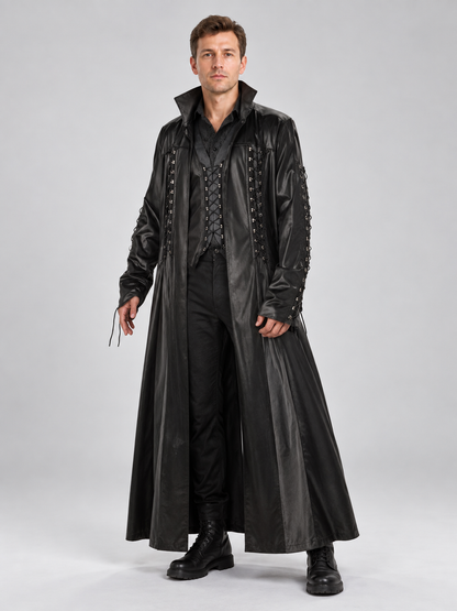 Black Long Lace-Up Vampire Costume for Halloween