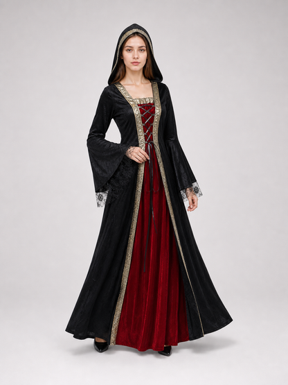 Gothic hooded costume dress for cosplay