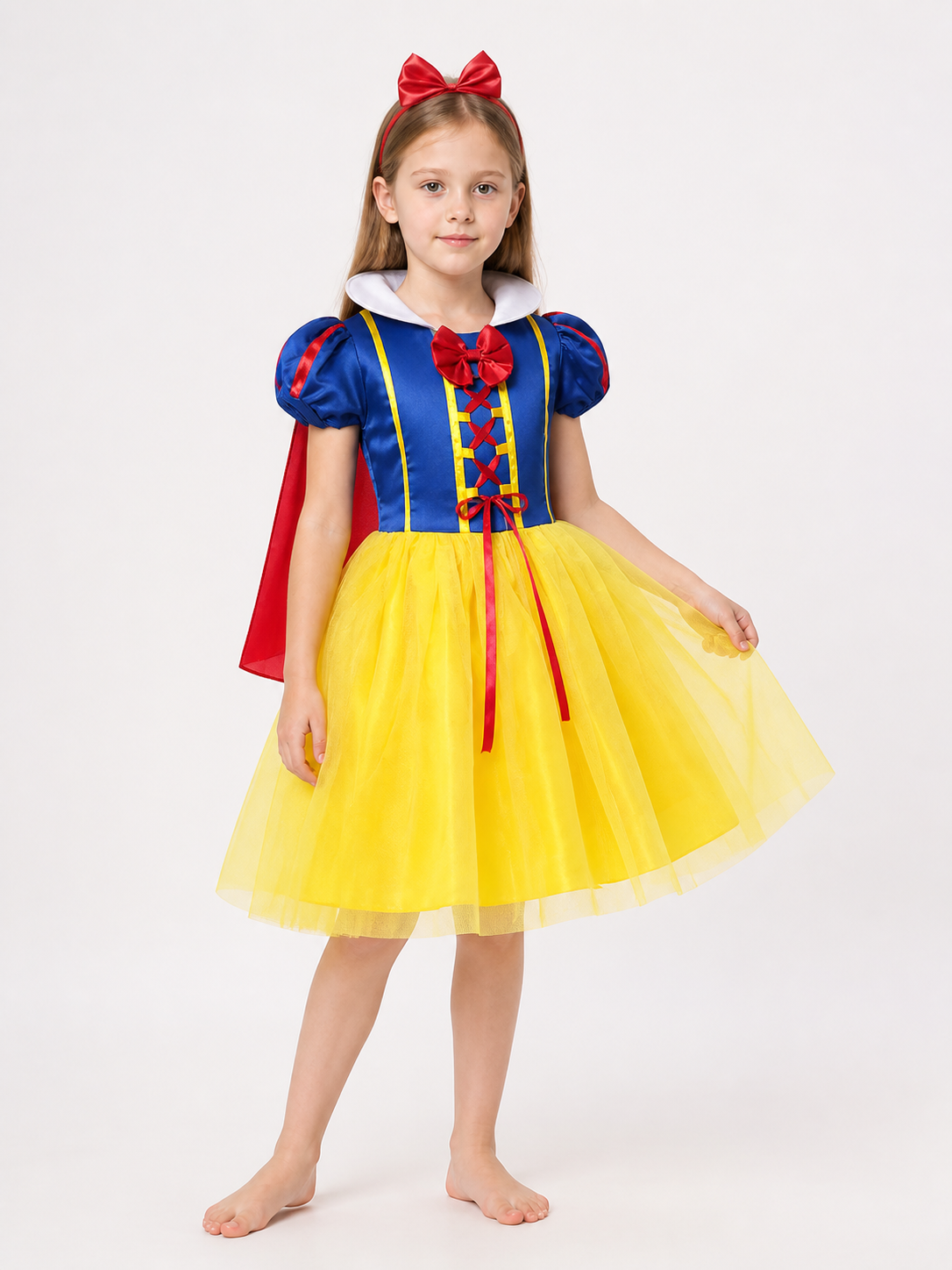 Princess Costume with Red Cape and Bow Costume Capes detail