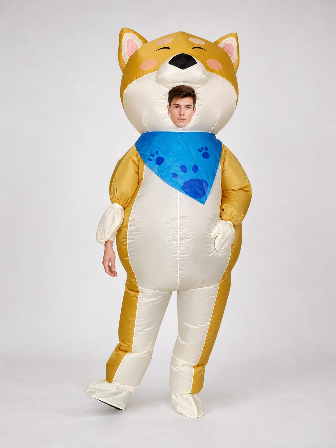 Inflatable Shiba Inu Costume with Blue Bandana