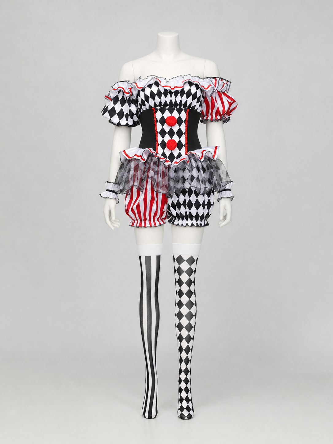 Clown Costume with Hat and Stockings