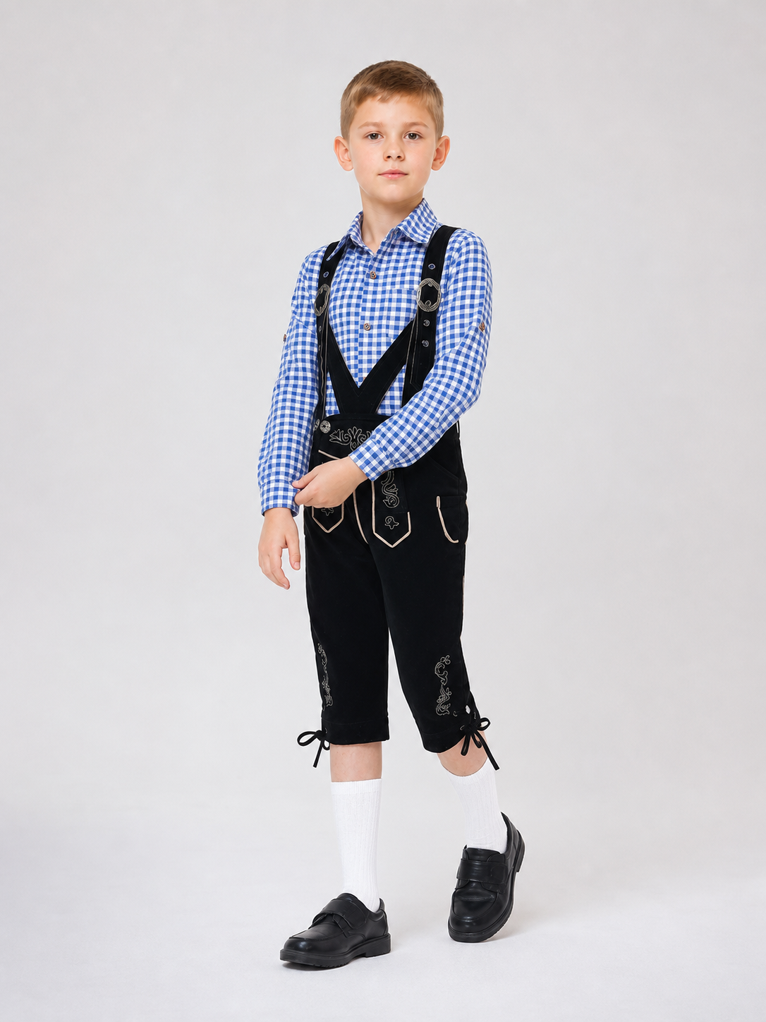 Kids' Plaid Suspender Suit for Celebrations