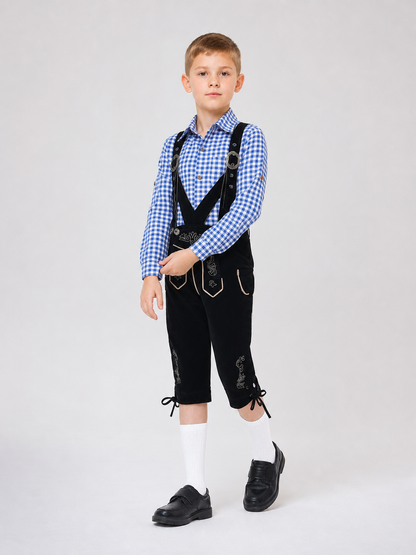 Kids' Plaid Suspender Suit for Celebrations