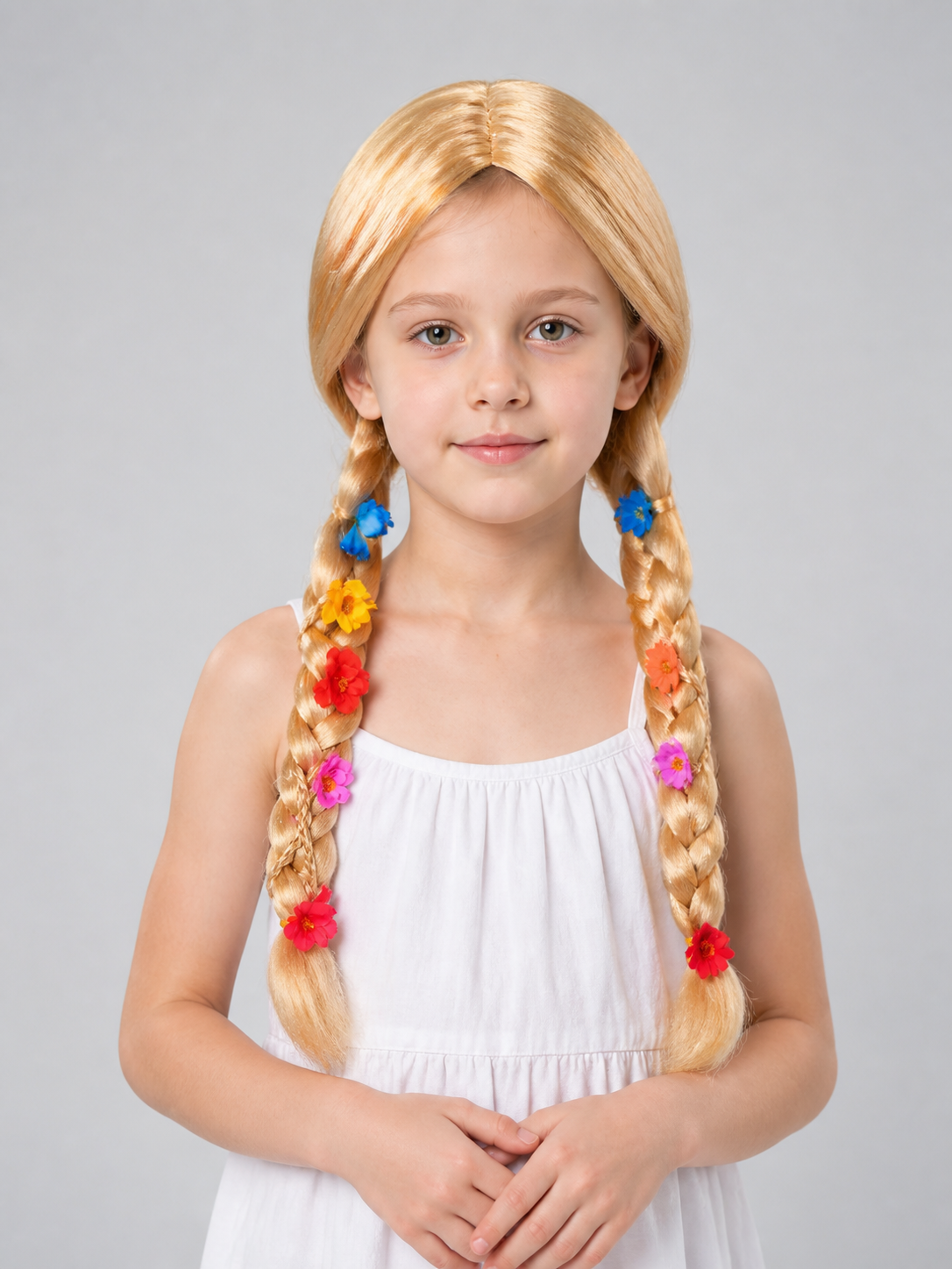 Golden Carnival Wig with a Braid for Halloween Costume Wigs detail