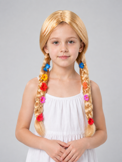 Golden Carnival Wig with a Braid for Halloween Costume Wigs detail