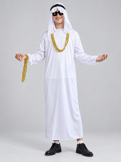 Carnival costume with headpiece, glasses, and chain