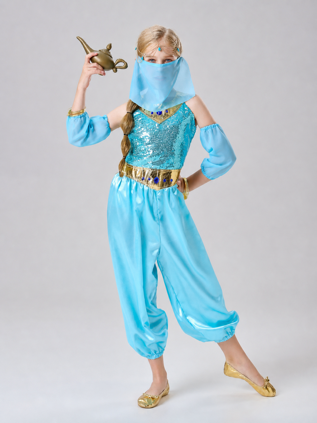 Carnival Princess Costume with Veil and Sequins