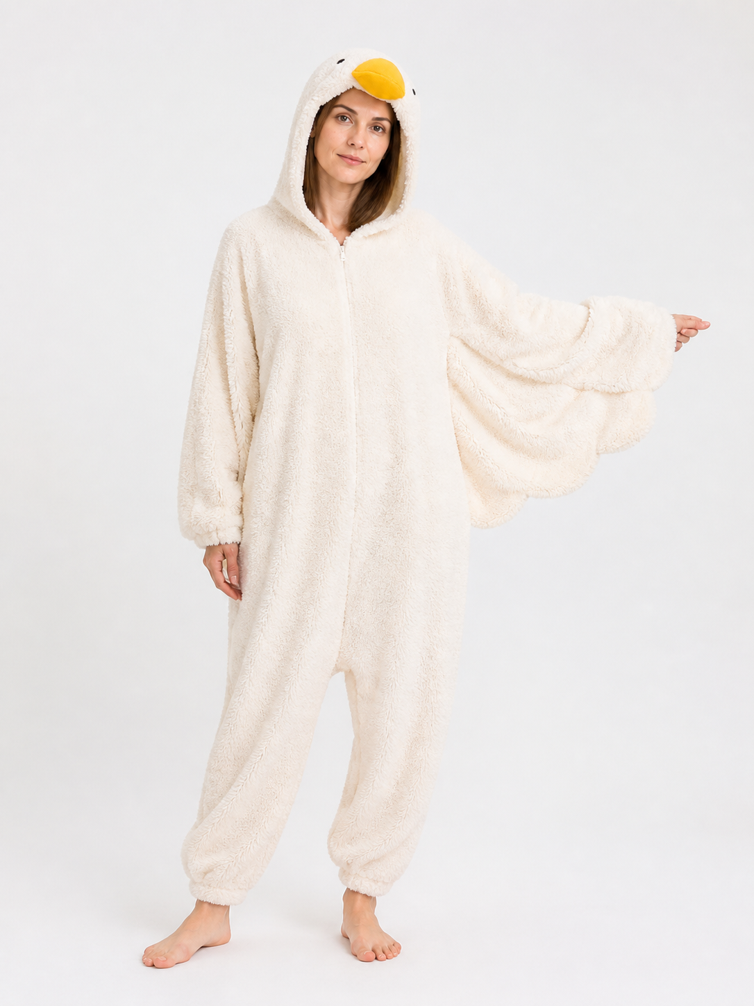 Plush White Goose Carnival Costume with Wings Costumes detail