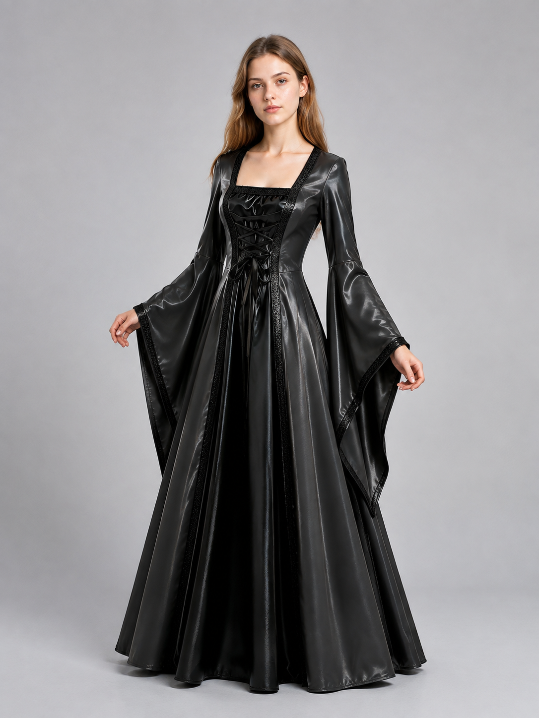 Long Black Costume Dress with Corset Bodice Costume Dresses detail