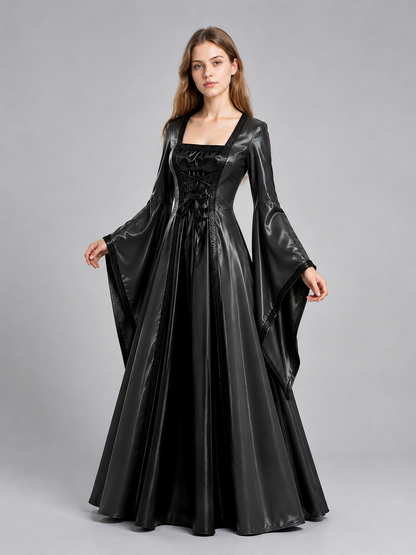 Long Black Costume Dress with Corset Bodice Costume Dresses detail