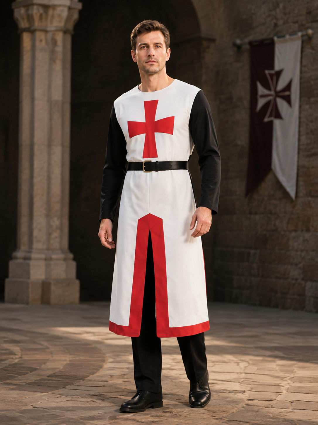 Medieval Templar Cloak for Halloween and Stage Performances