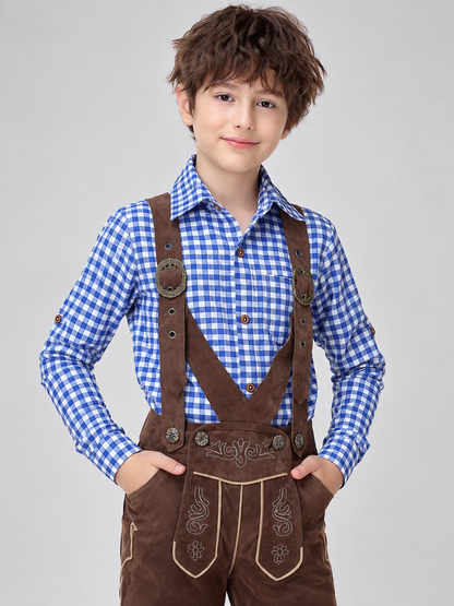 Blue Plaid Long-Sleeve Button-Down Shirt