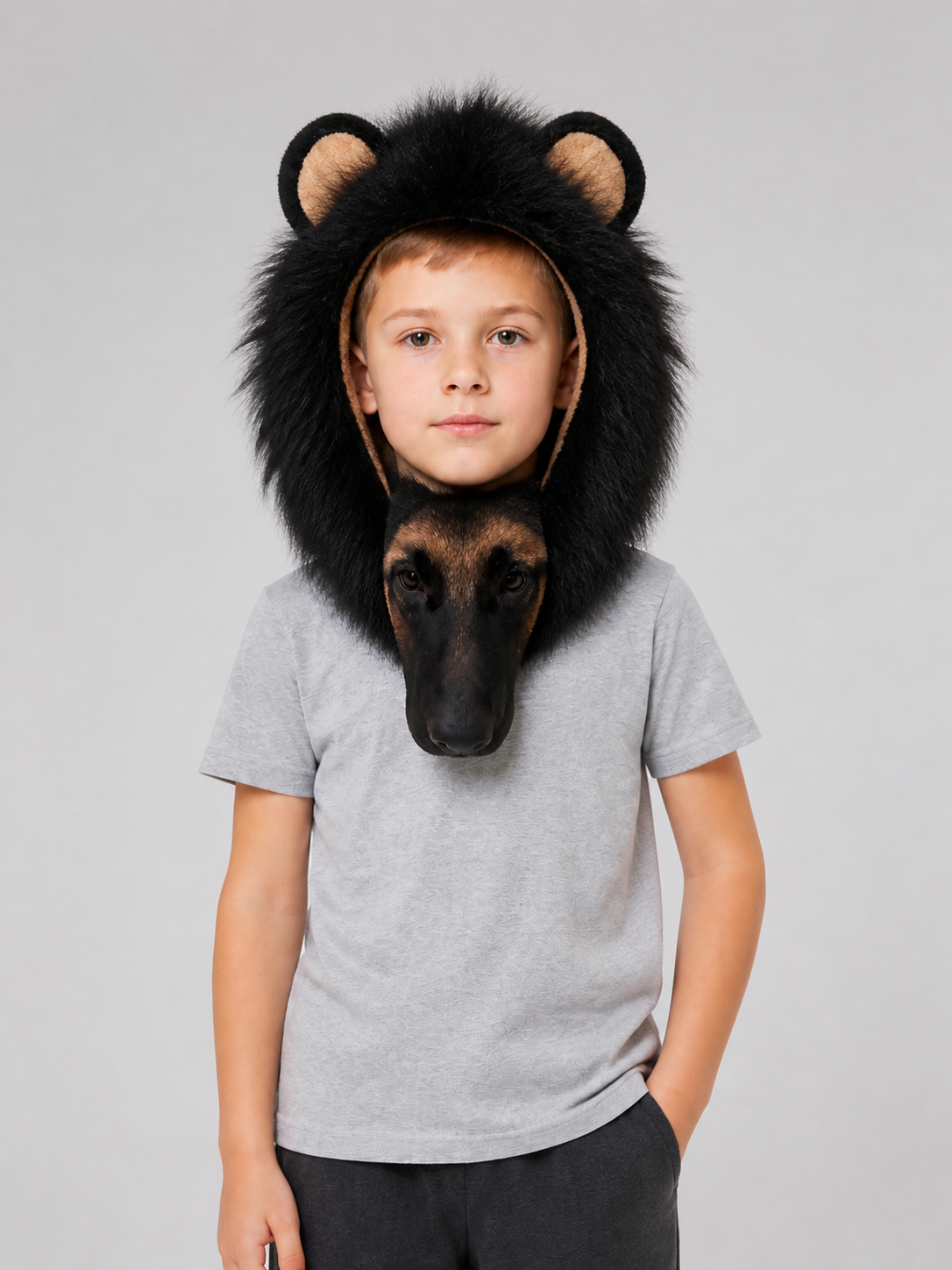 Black Lion Mane Carnival Hat for Pets Costume Headwear detail