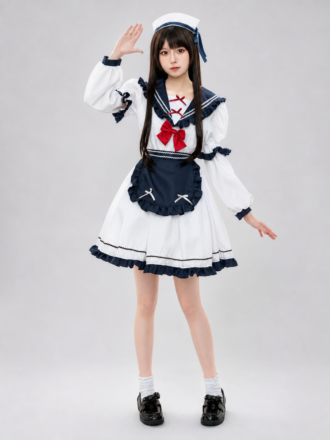 Sailor-Style Cosplay Dress with Apron