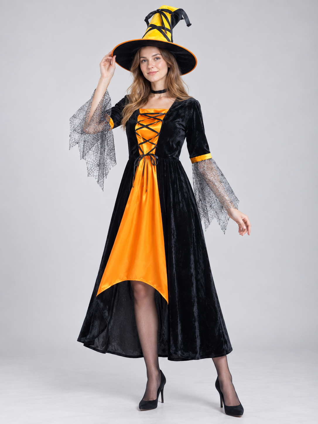 Carnival Costume: Black and Orange Dress and Hat