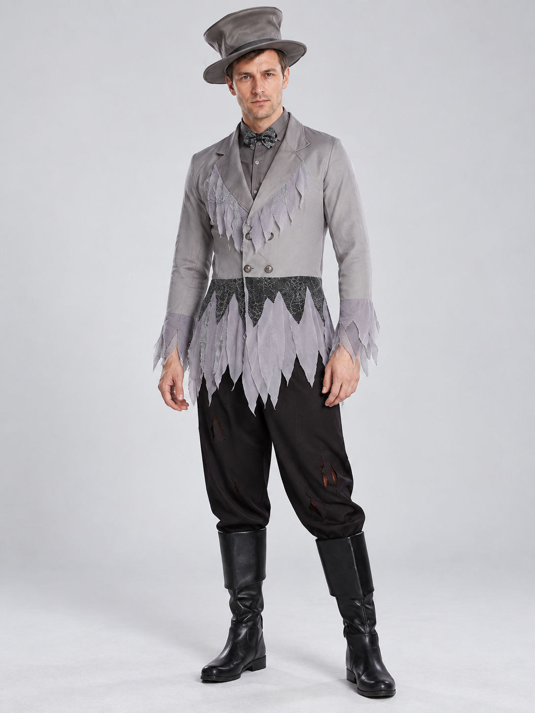 Gray and Black Carnival Costume with Bow Tie