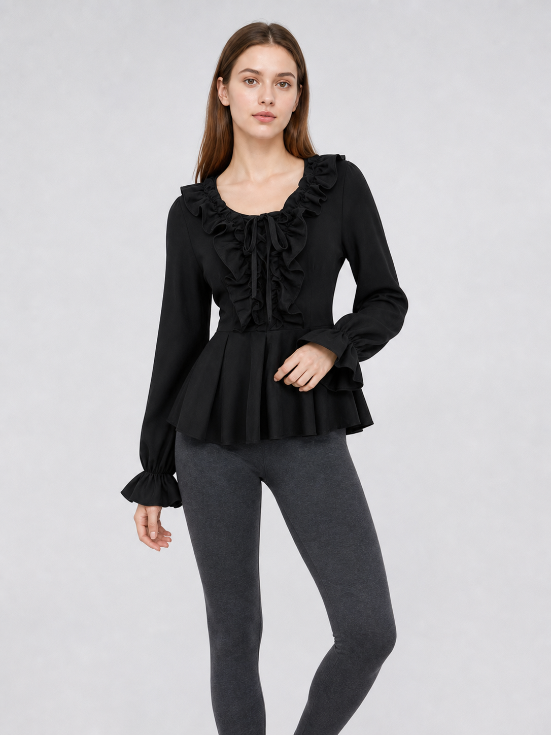 Renaissance-Style Shirt with Jabot and Lacing