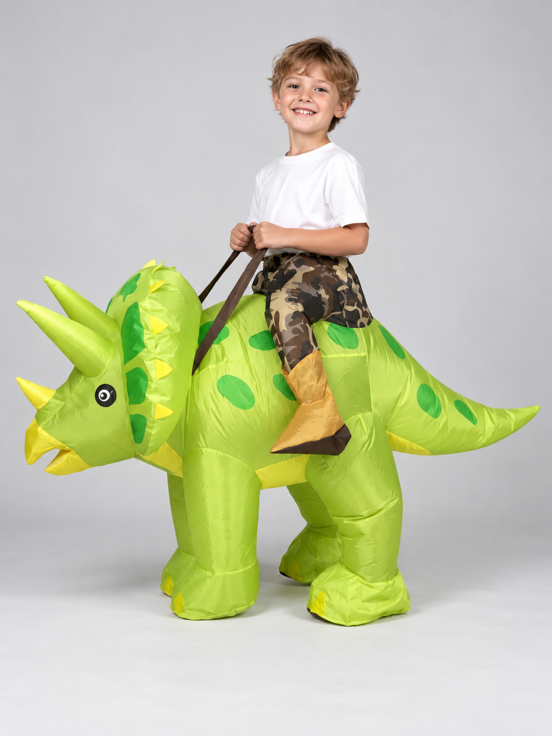 Inflatable Kids' Triceratops Dinosaur Costume, Green