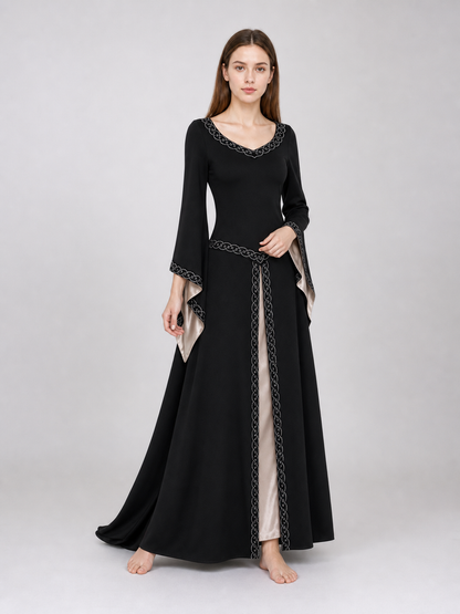 Long Black Dress with Celtic Trim