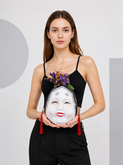 White Carnival Mask with Red Tassels for Halloween