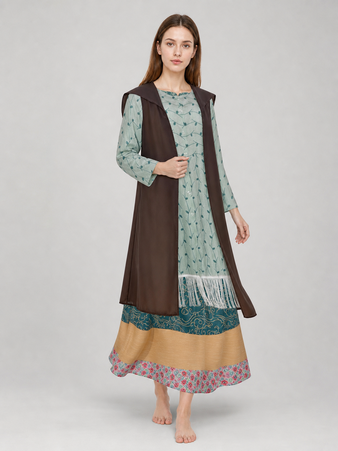 Sybill Trelawney Cosplay Costume, Fringed Dress