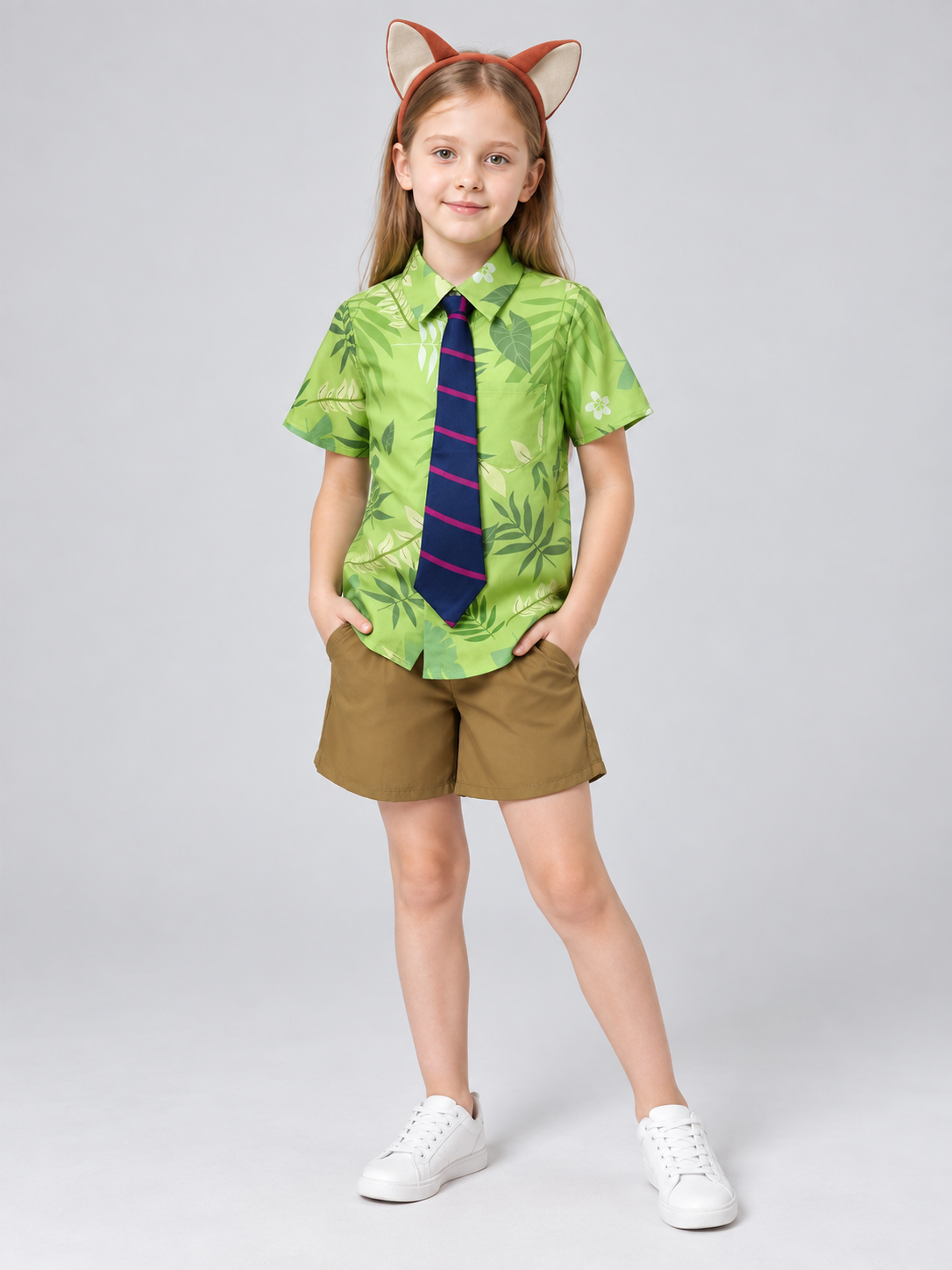 brown nick_fox_children_cosplay_costume_green_shirt_brown_shorts product image 3