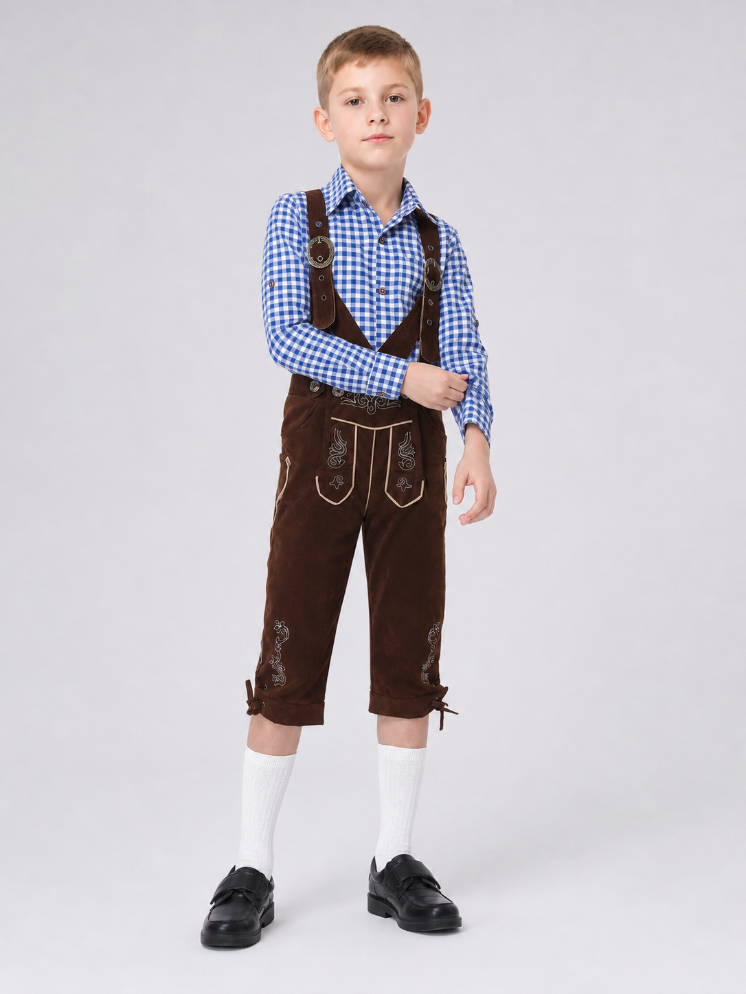 Traditional-style carnival costume with suspenders