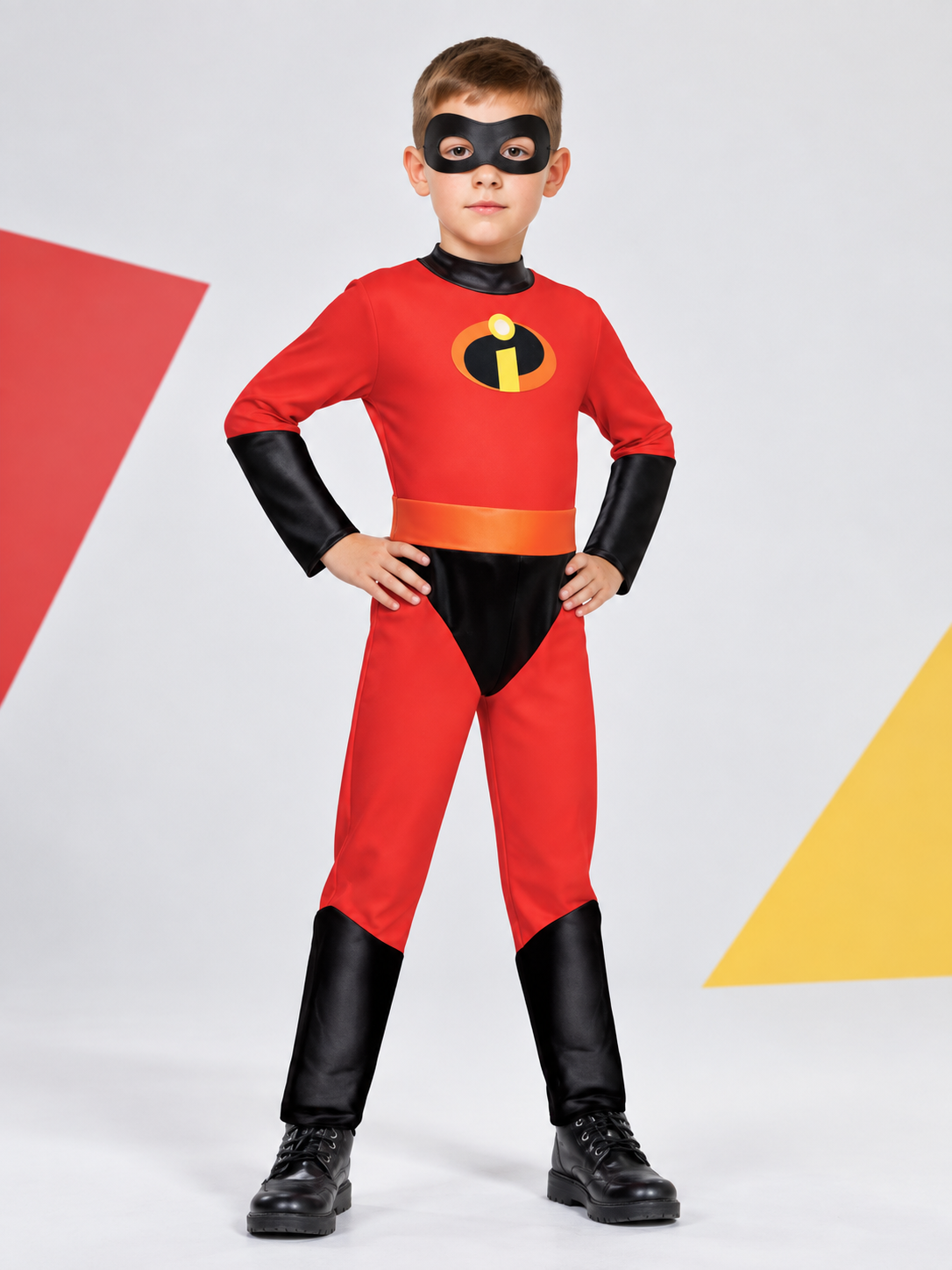 Superhero costume with mask and emblem on the chest