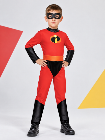 Superhero costume with mask and emblem on the chest