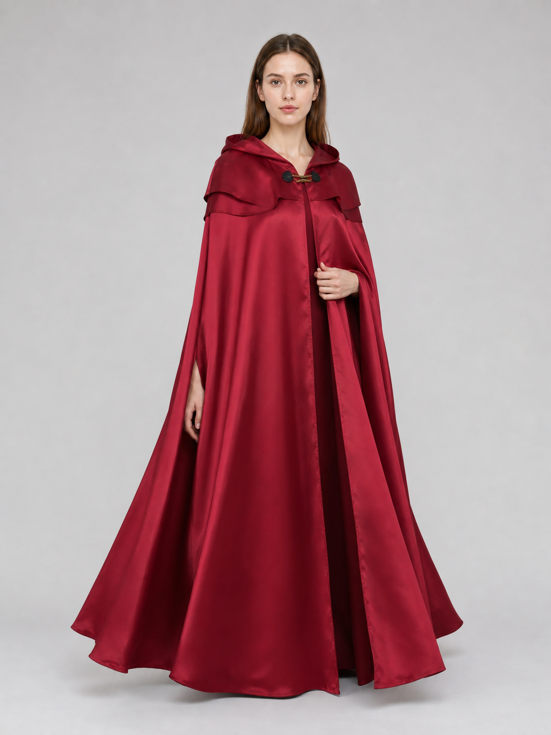 Red Hooded Cape Cloak with Pendant