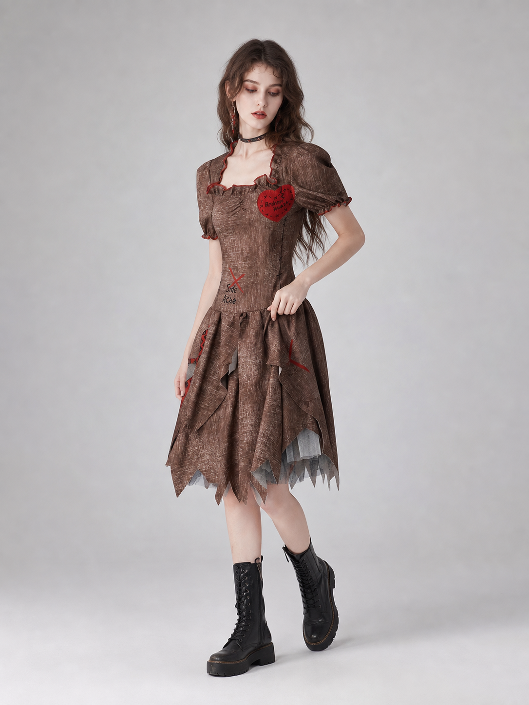 Halloween Costume Dress with Torn Hem
