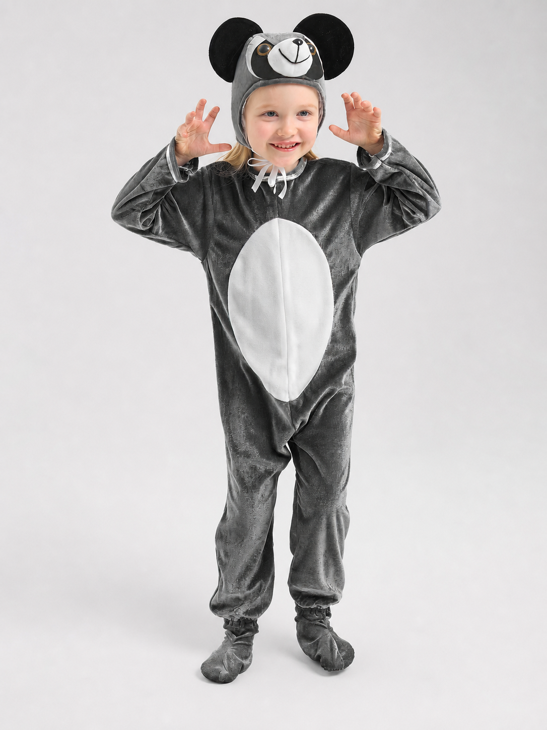Koala Costume, Gray Hooded Jumpsuit