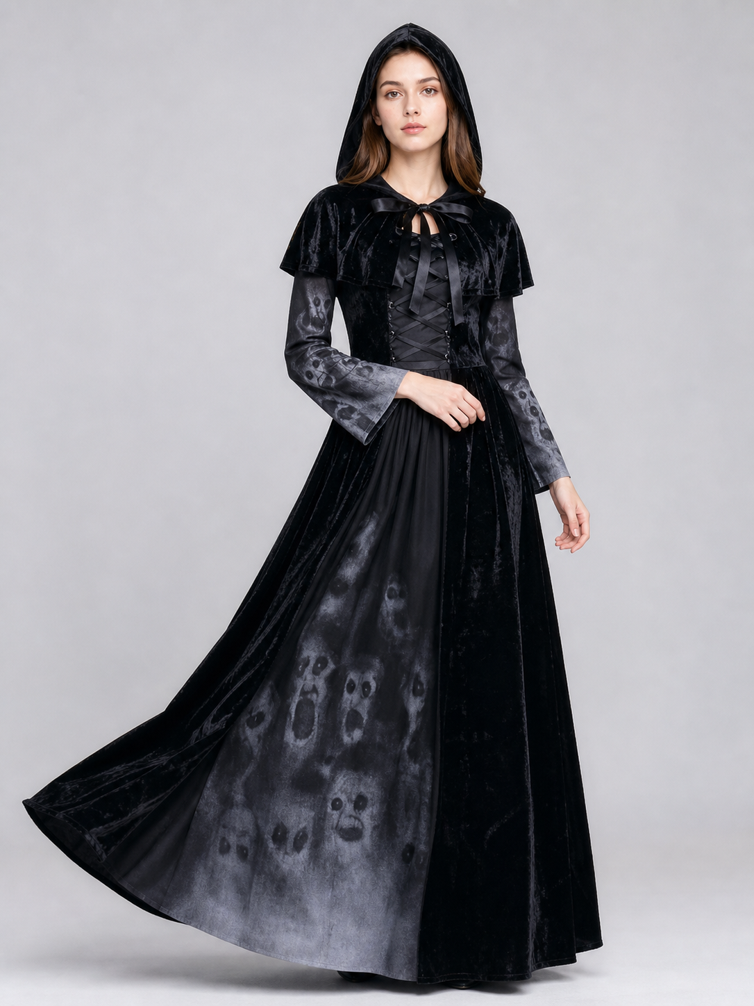 Halloween Gothic Hooded Costume Dress