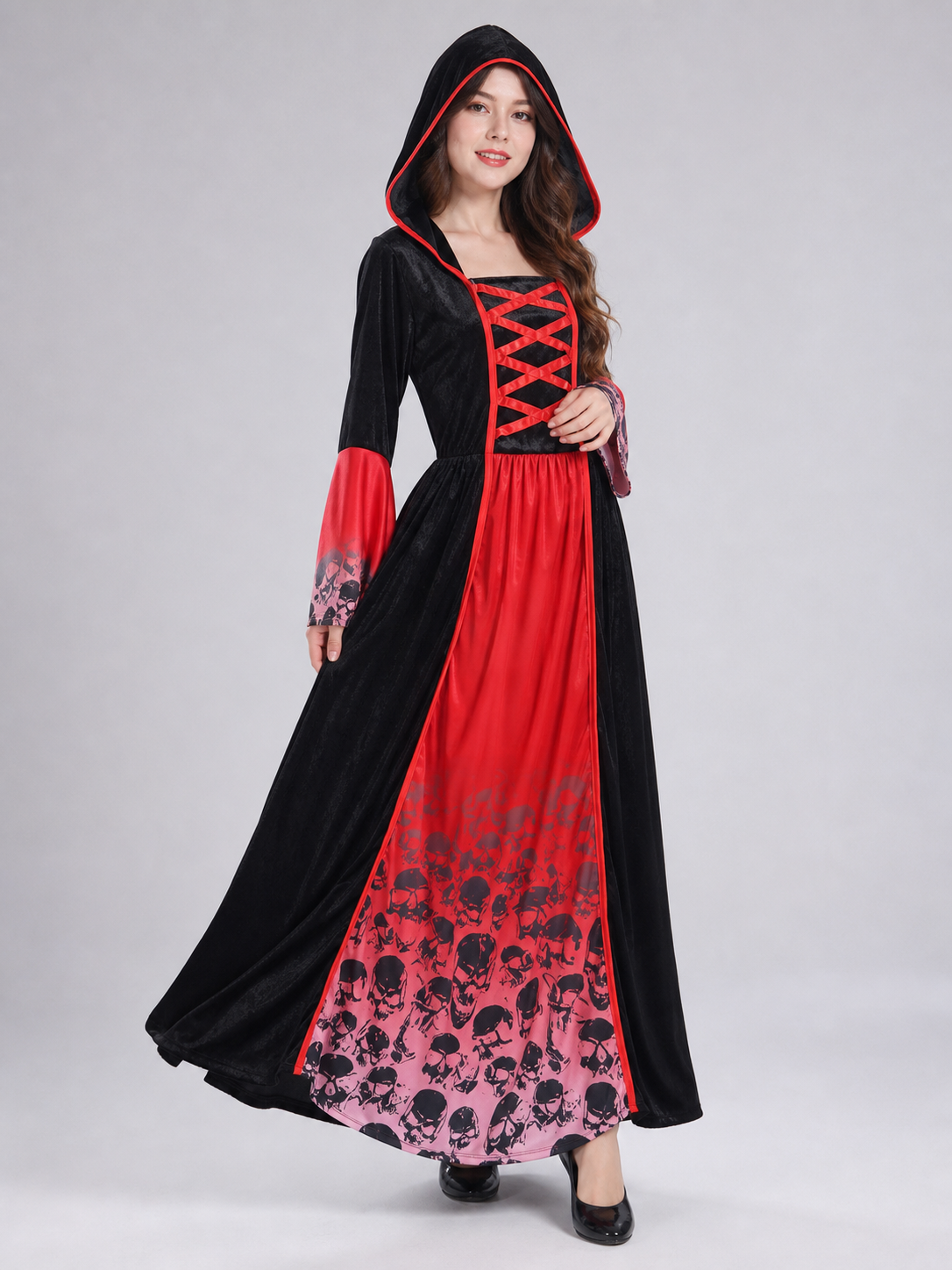 Hooded vampire costume dress, gothic look