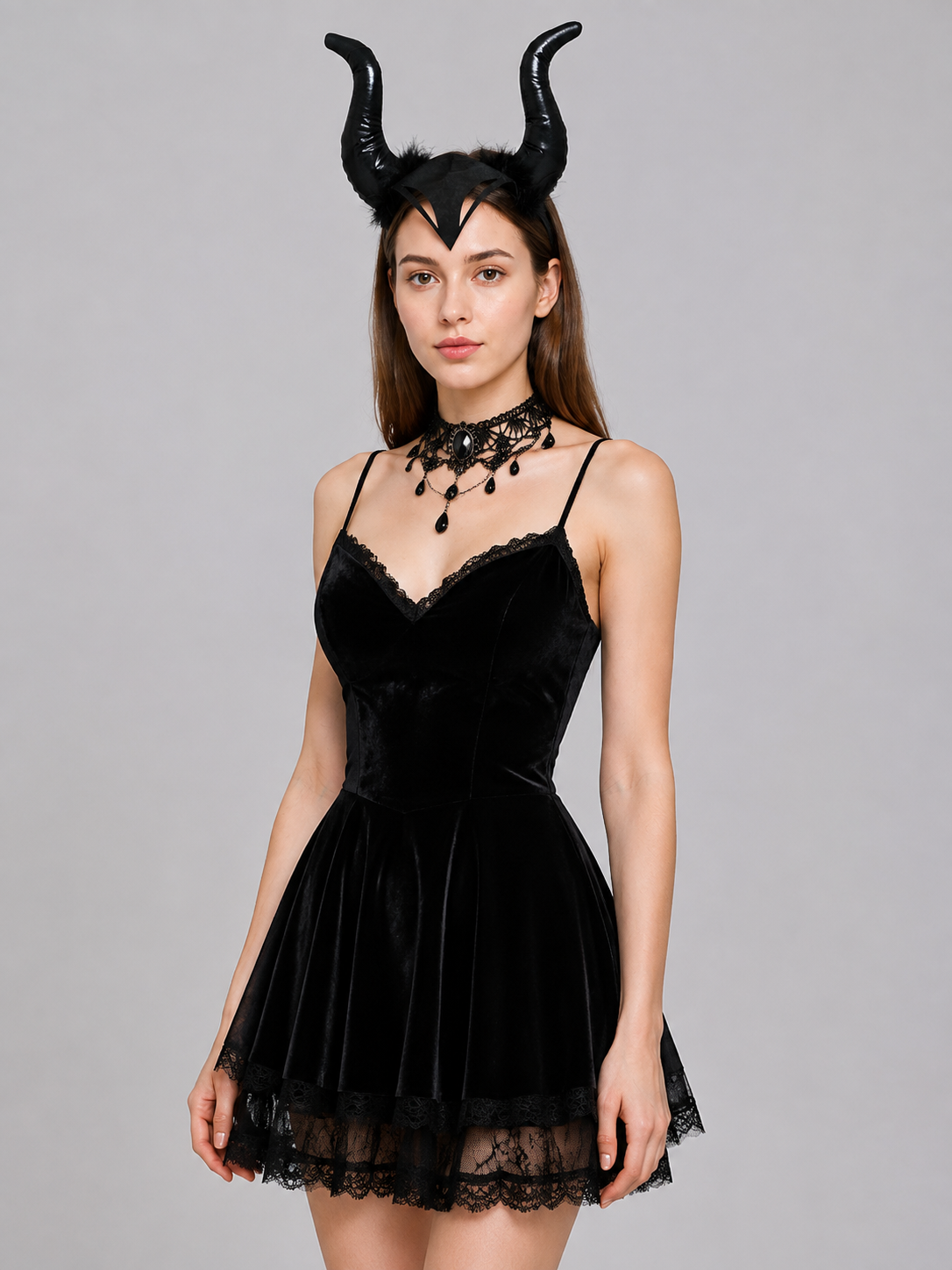 Carnival Headband with Two Curved Horns Costume Headwear detail