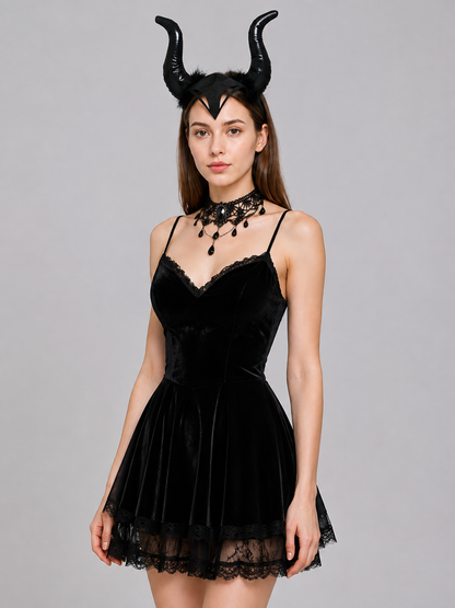 Carnival Headband with Two Curved Horns Costume Headwear detail
