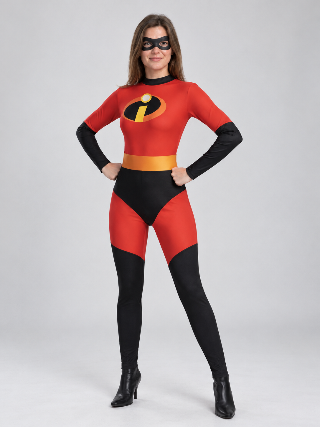 Superhero Carnival Costume with Mask, Red and Black
